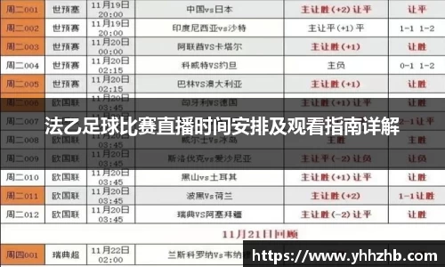 法乙足球比赛直播时间安排及观看指南详解